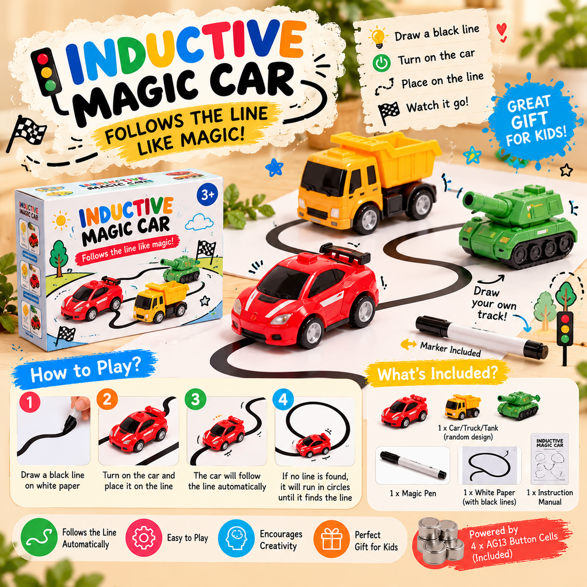 🚗 Inductive Magic Car — Follow the Line!